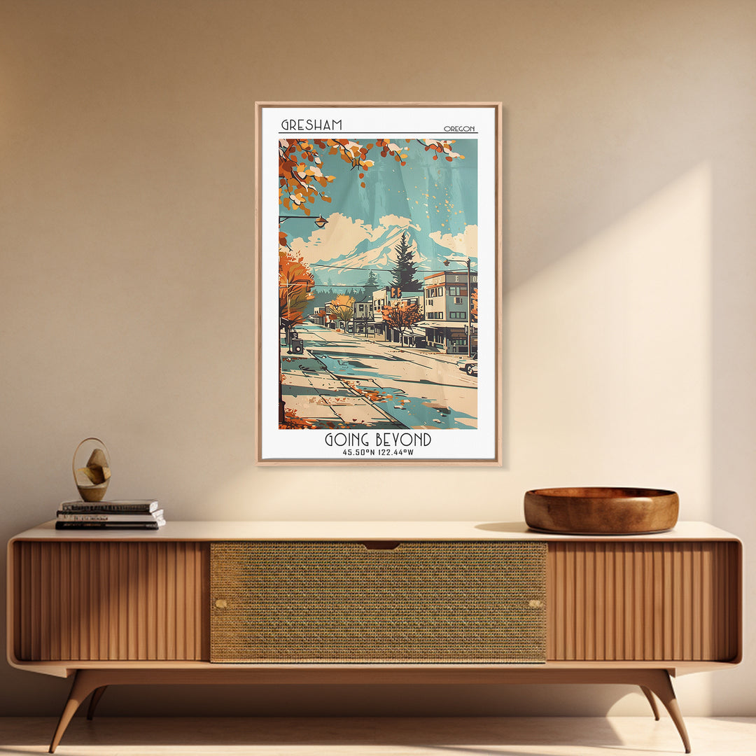 Gresham Oregon Travel Poster, Canvas Print, Poster Print, Travel Wall Art, Retro Travel Poster, Living Room Wall Art, Retro Wall Art