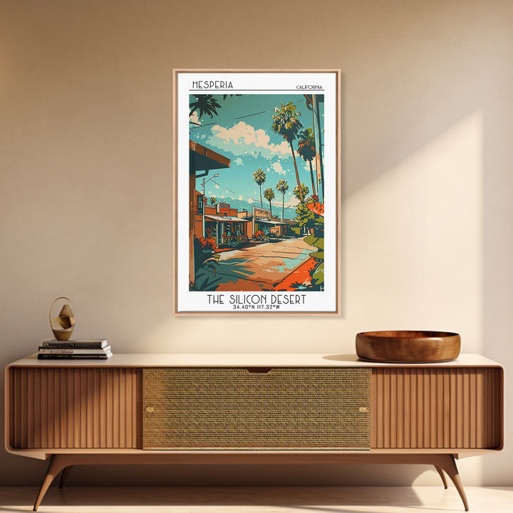 Hesperia Travel Poster, Framed Canvas Print, Travel Art Print, Modern Wall Decor, Travel Print, City Illustration, Minimalist Poster