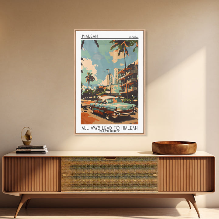 Hialeah Florida Travel Poster, Canvas Print, Travel Wall Decor, Minimalist Poster, Poster Art, Retro Travel Print, City Illustration
