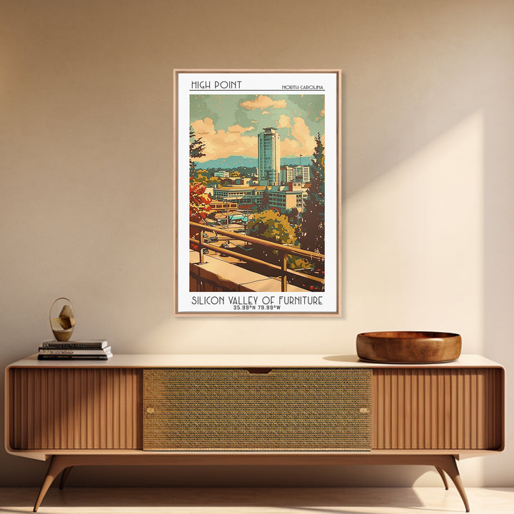 High Point Travel Poster, Framed Canvas Print, Travel Art Print, Modern Wall Decor, Retro Travel Poster, Wall Art, Travel Wall Decor