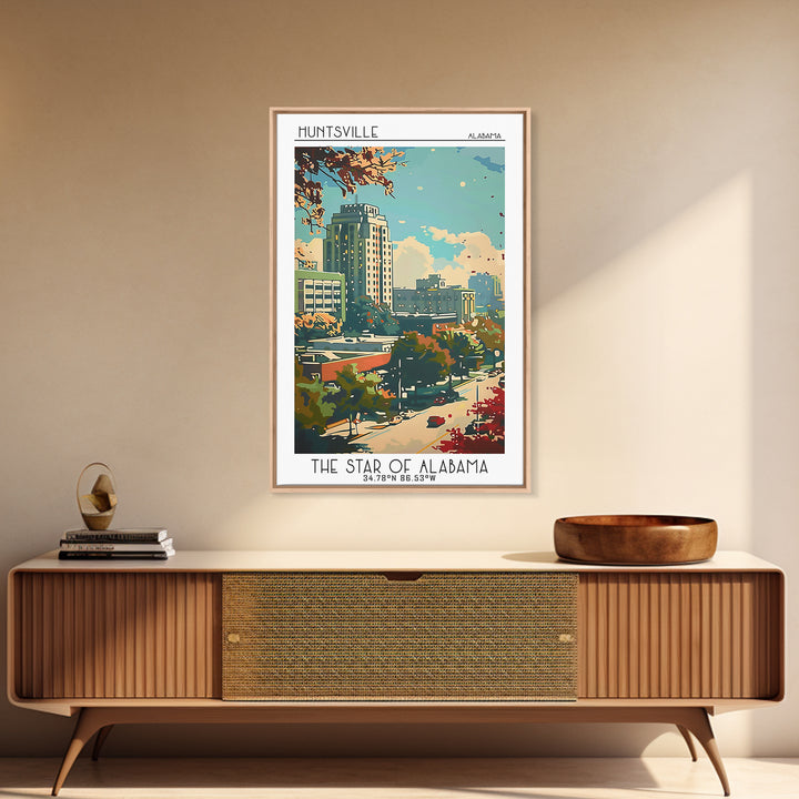 Huntsville Travel Poster, Framed Canvas Print, City Art Print, Travel Wall Art, Vintage City Poster, Vintage Poster, Vintage Posters