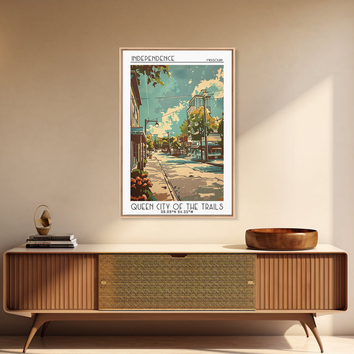 Independence Missouri Travel Poster, Framed Canvas Print, Retro Wall Art, Travel Print, City Wall Art, Wanderlust Gift, Poster Print