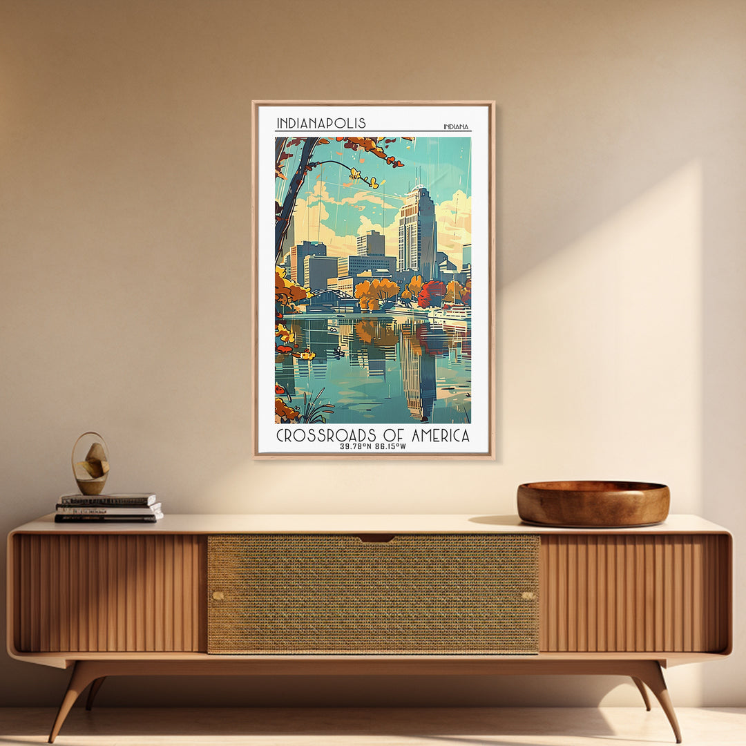 Indianapolis Travel Poster, Framed Canvas Print, Retro Wall Art, Travel Print, Travel Wall Art, Minimalist Poster, Modern Wall Decor