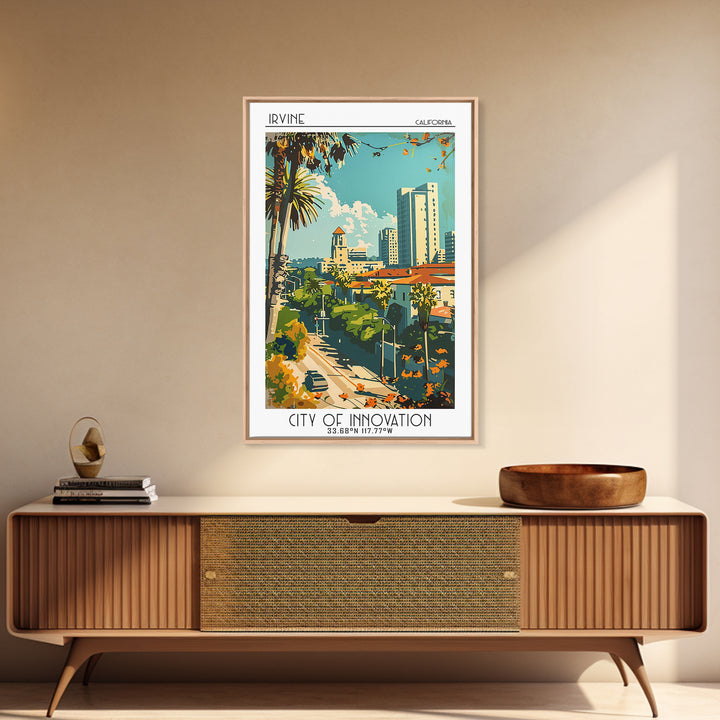 Irvine Travel Poster, Framed Canvas Print, City Travel Poster, Travel Wall Art, Poster Art, Mid Century Wall Art, Retro Travel Print