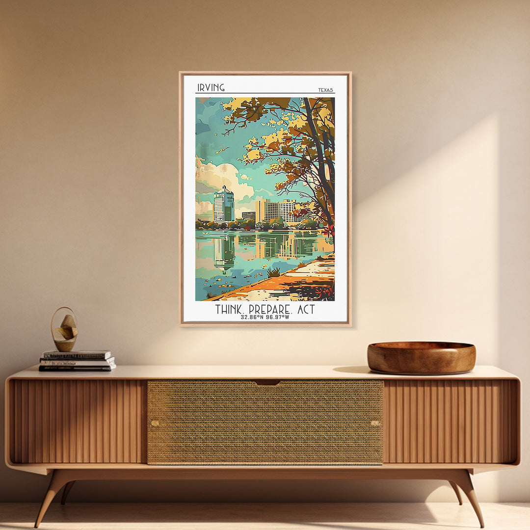 Irving Texas Travel Poster, Framed Canvas Print, City Art Print, Travel Wall Art, Gallery Wall Set, City Travel Poster, Travel Decor