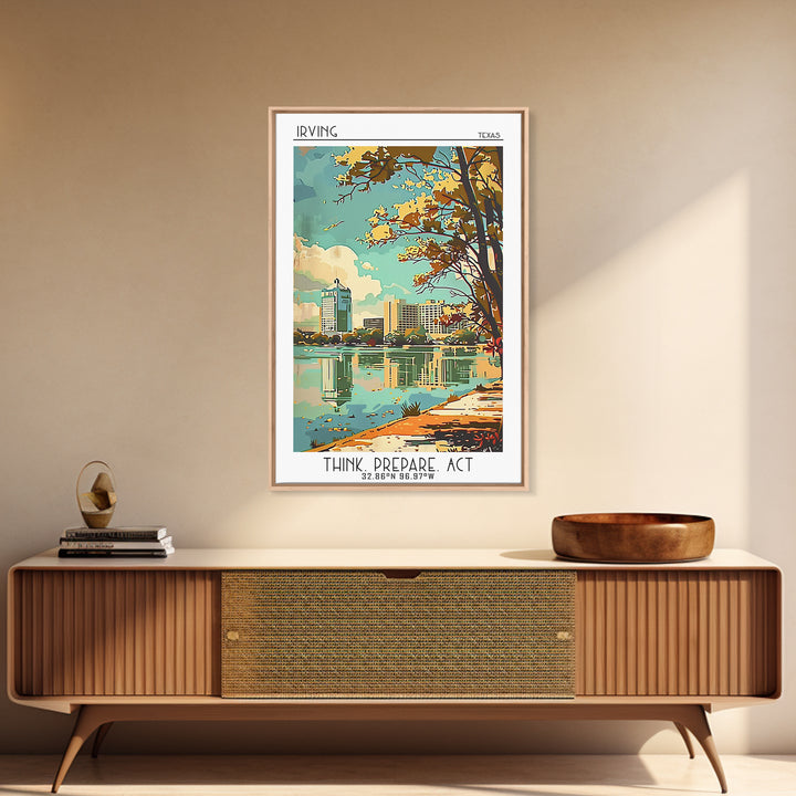 Irving Texas Travel Poster, Framed Canvas Print, City Art Print, Travel Wall Art, Gallery Wall Set, City Travel Poster, Travel Decor