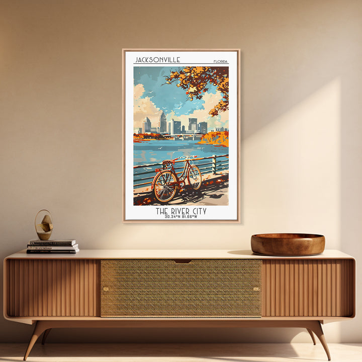 Jacksonville Travel Poster, Canvas Print, City Art Print, Travel Wall Art, City Travel Poster, Vintage Travel Art, City Illustration
