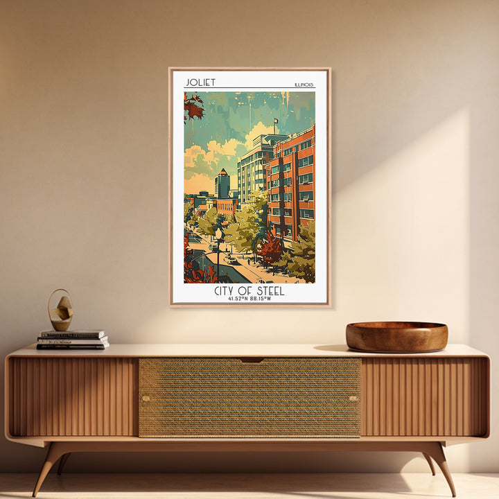 Joliet Travel Poster, Framed Canvas Print, City Travel Poster, Vintage City Poster, Travel Art Print, Vintage Travel Art, Poster Art