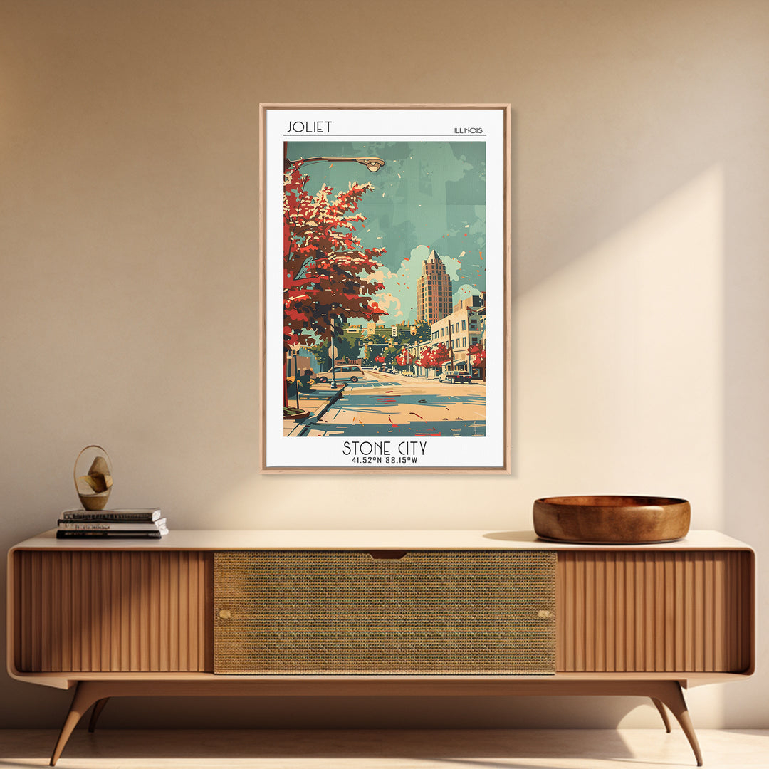 Joliet Illinois Travel Poster, Canvas Print, Poster Print, Travel Wall Art, Wanderlust Gift, Home Office Decor, Mid Century Wall Art