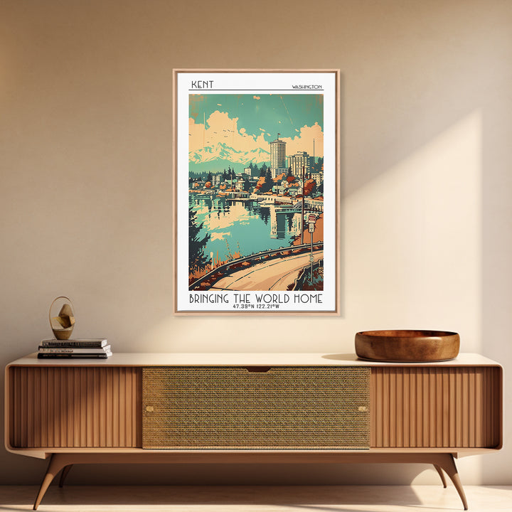 Kent Washington Travel Poster, Canvas Print, Retro Wall Art, Travel Print, Living Room Wall Art, Modern Wall Decor, Gallery Wall Set
