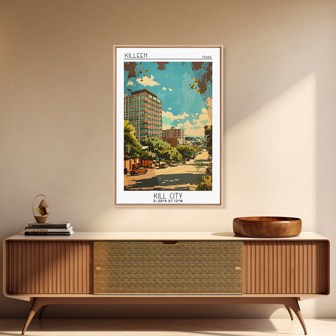 Killeen Travel Poster, Framed Canvas Print, Travel Art Print, Modern Wall Decor, Travel Wall Art, Home Office Decor, Wanderlust Gift