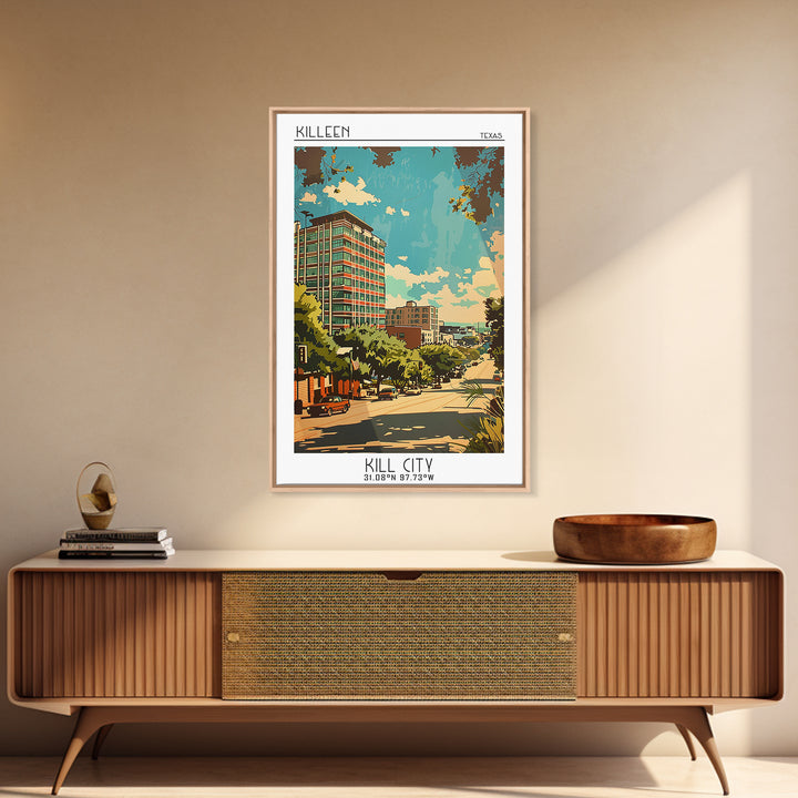 Killeen Travel Poster, Framed Canvas Print, Travel Art Print, Modern Wall Decor, Travel Wall Art, Home Office Decor, Wanderlust Gift