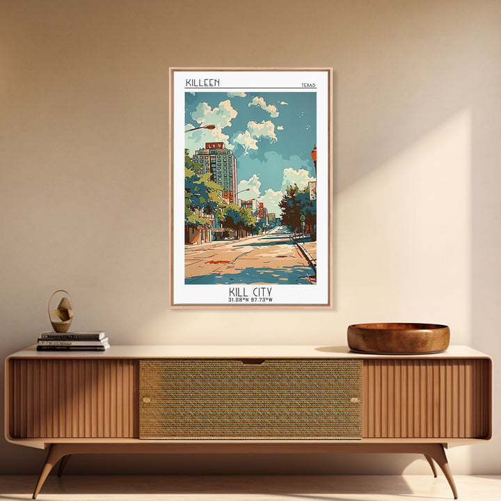 Killeen Texas Travel Poster, Canvas Print, Retro Wall Art, Travel Print, Mid Century Wall Art, Living Room Wall Art, Wanderlust Gift