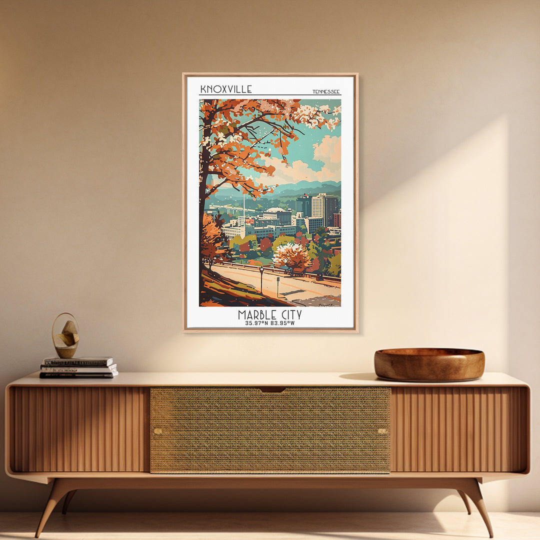 Knoxville Travel Poster, Framed Canvas Print, City Art Print, Travel Wall Art, Vintage Posters, Living Room Wall Art, Retro Wall Art