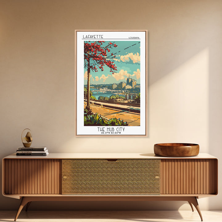 Lafayette Travel Poster, Framed Canvas Print, Travel Wall Art, City Wall Art, Retro Wall Art, Gallery Wall Set, Living Room Wall Art