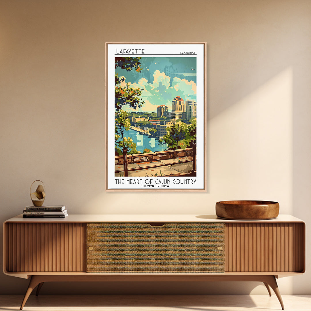 Lafayette Louisiana Travel Poster, Framed Canvas Print, Travel Art Print, Modern Wall Decor, City Wall Art, Poster Art, Poster Print