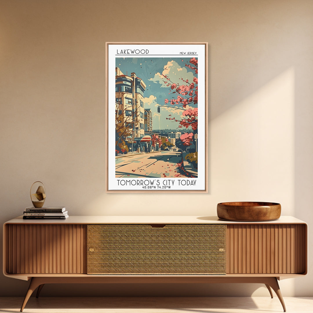 Lakewood New Jersey Travel Poster, Framed Canvas Print, Retro Wall Art, Travel Print, Vintage Travel Art, Poster Art, Fine Art Print