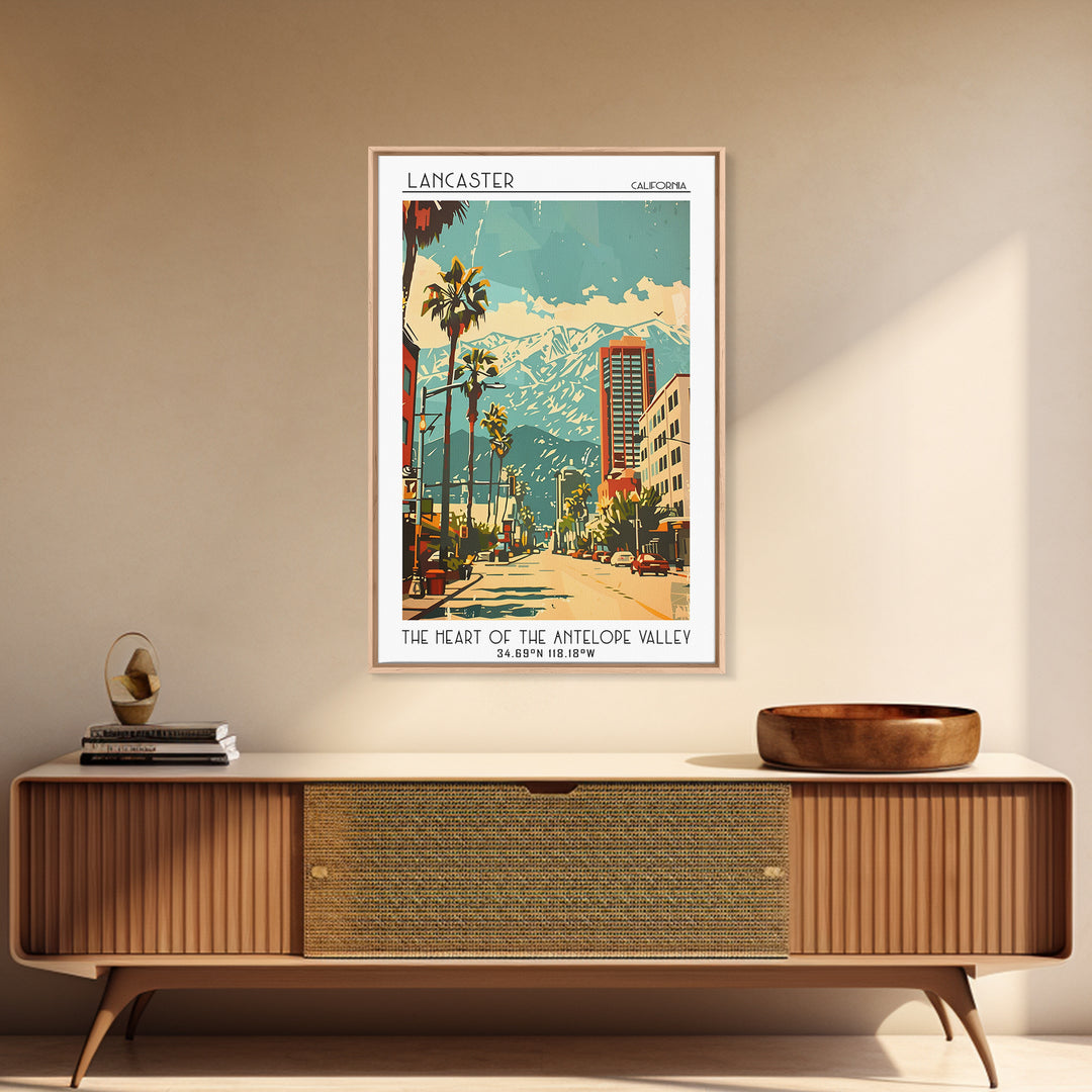 Lancaster California Travel Poster, Framed Canvas Print, Poster Print, Travel Wall Art, Travel Decor, Travel Print, Gallery Wall Set