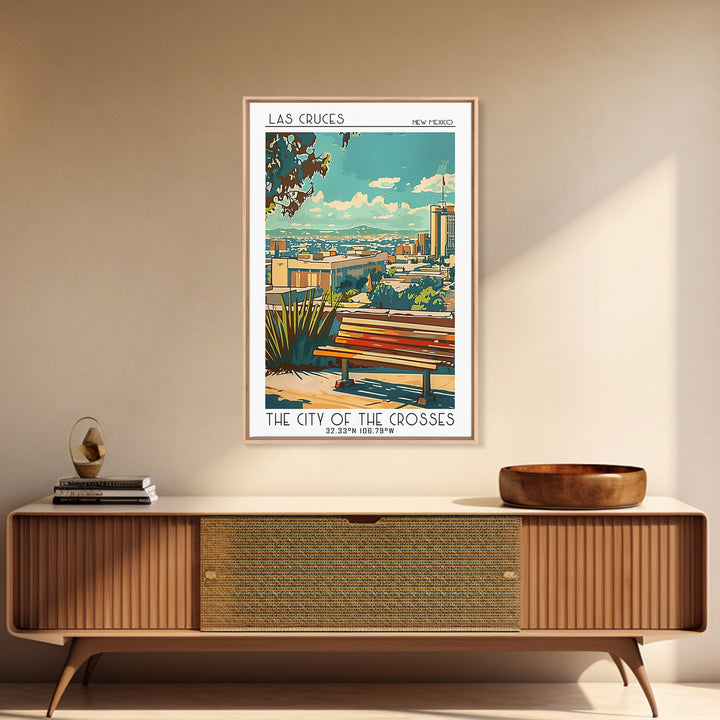 Las Cruces Travel Poster, Canvas Print, Retro Travel Poster, City Wall Art, Retro Travel Print, City Art Print, Watercolor Cityscape