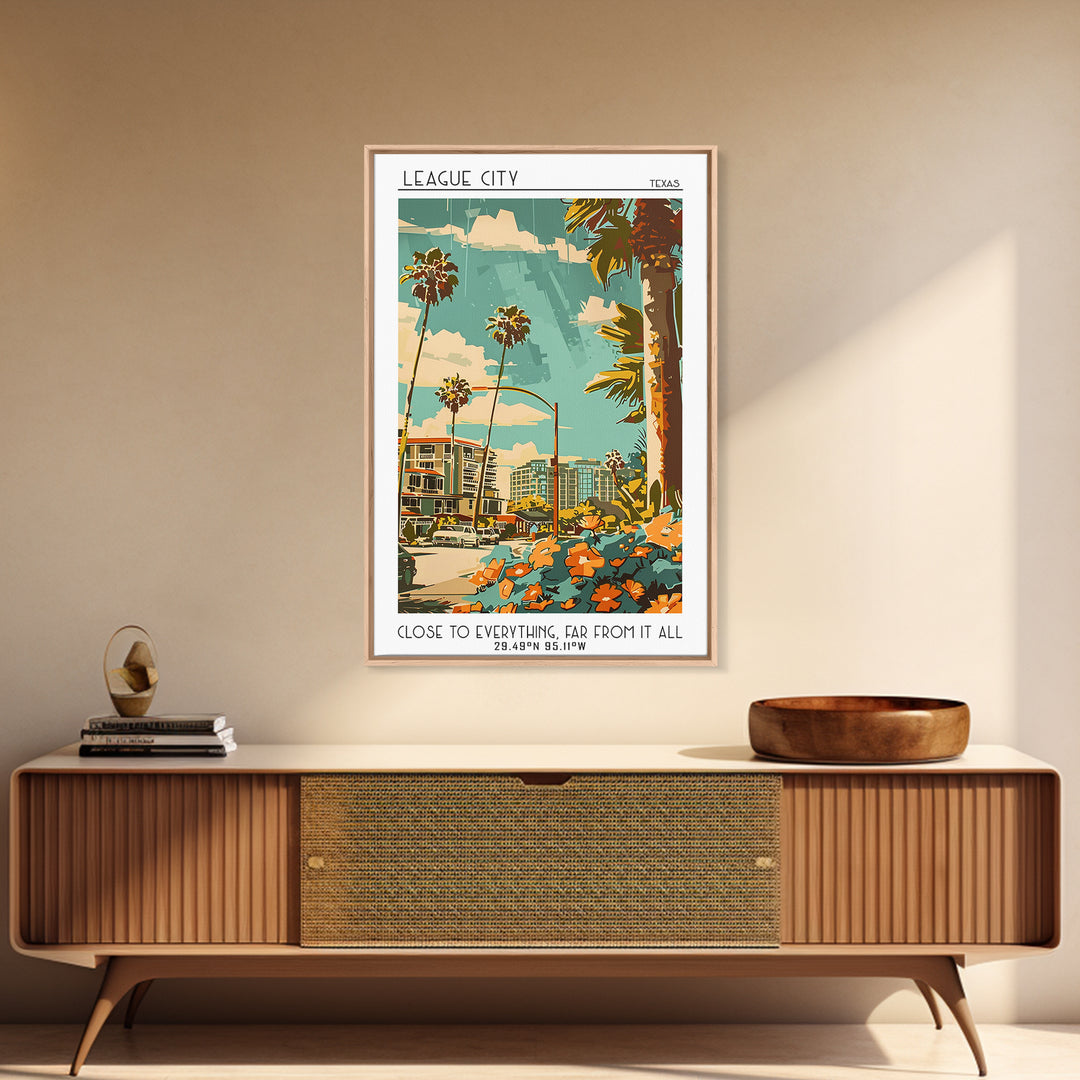 League City Travel Poster, Canvas Print, Poster Print, Travel Wall Art, Poster Art, Landscape Art, Colorful Wall Art, City Art Print