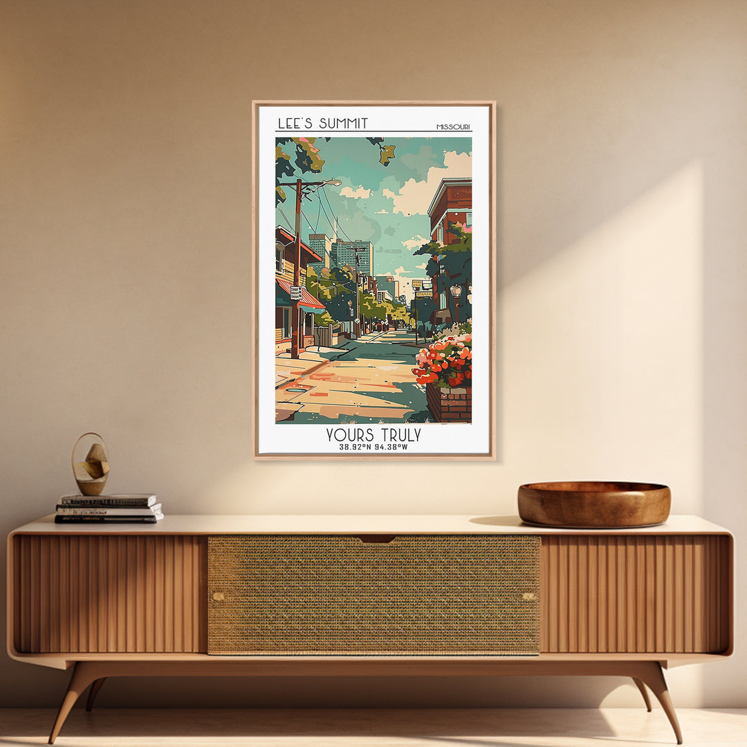 Lees Summit Missouri Travel Poster, Framed Canvas Print, City Travel Poster, Vintage City Poster, Landscape Art, Retro Travel Poster