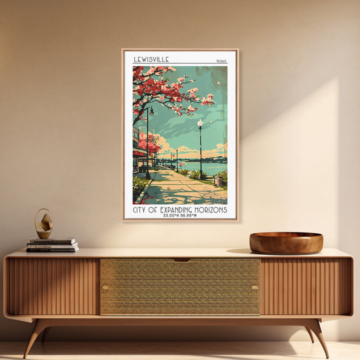 Lewisville Texas Travel Poster, Canvas Print, City Travel Poster, Vintage City Poster, Retro Wall Art, Vintage Poster, City Wall Art