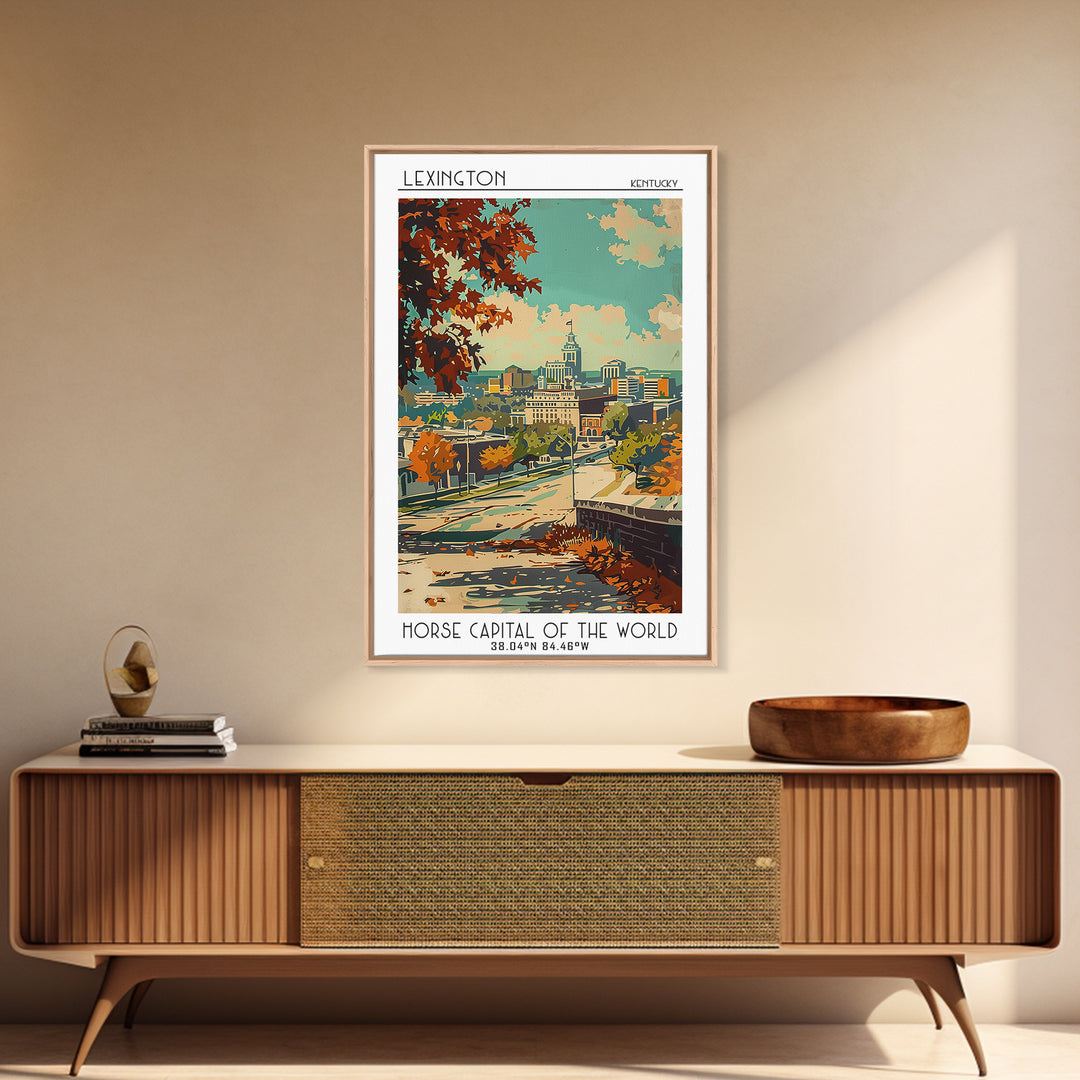 Lexington Travel Poster, Framed Canvas Print, Vintage Travel Print, City Wall Art, Minimalist Poster, Travel Posters, Fine Art Print