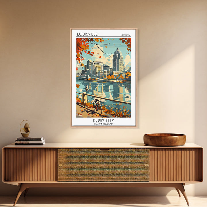 Louisville Kentucky Travel Poster, Framed Canvas Print, City Travel Poster, Travel Wall Decor, Living Room Wall Art, Wanderlust Gift