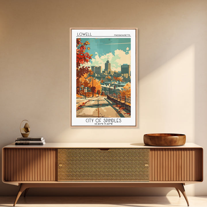 Lowell Massachusetts Travel Poster, Canvas Print, Poster Print, Travel Wall Art, Travel Decor, Home Office Decor, Retro Travel Print