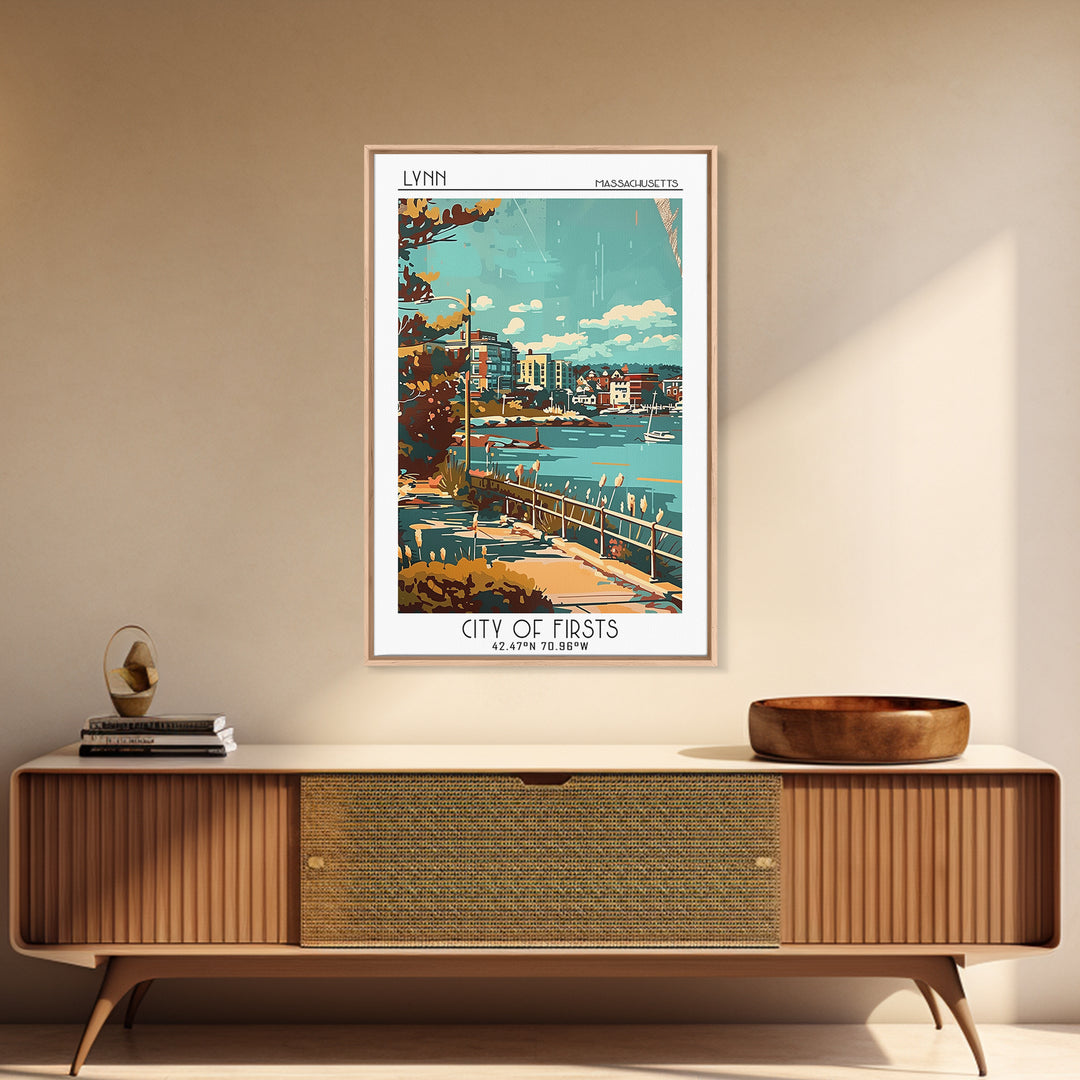 Lynn Travel Poster, Canvas Print, Retro Wall Art, Travel Print, Gallery Wall Set, Fine Art Print, Vintage Travel Art, Vintage Poster