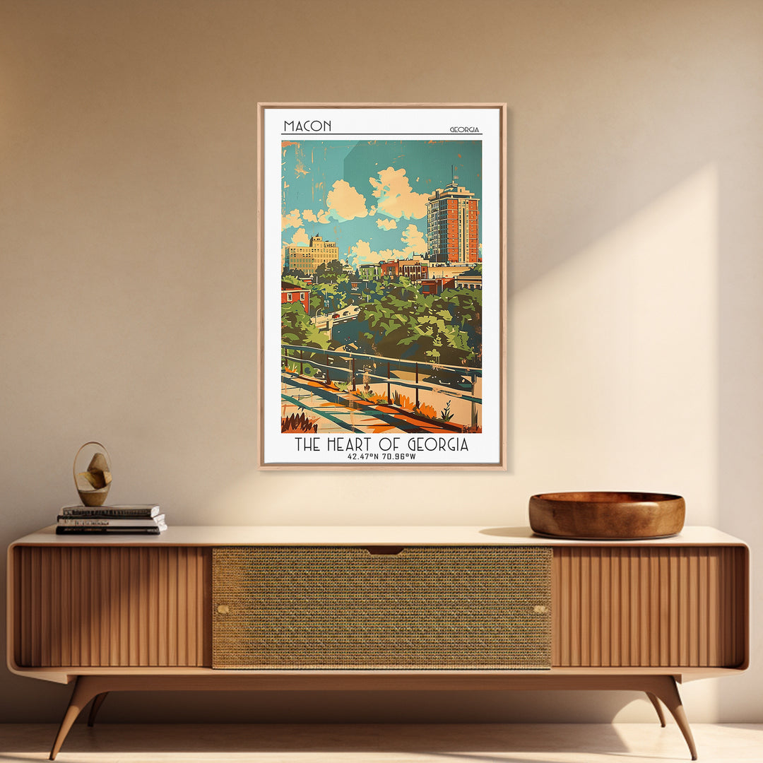 Macon Travel Poster, Canvas Print, Retro Travel Poster, City Wall Art, Gallery Wall Set, Travel Print, Travel Decor, Travel Wall Art