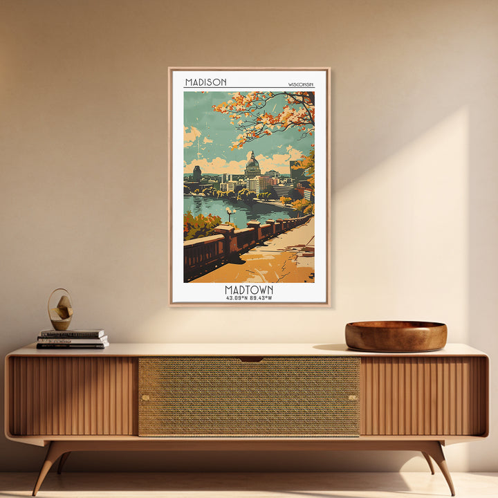 Madison Travel Poster, Framed Canvas Print, Vintage Travel Print, City Wall Art, Travel Wall Art, Fine Art Print, Vintage Travel Art