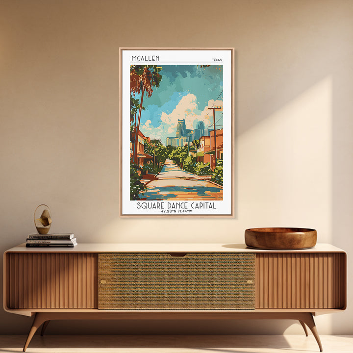 McAllen Travel Poster, Framed Canvas Print, City Travel Poster, Travel Wall Decor, Travel Posters, Retro Travel Poster, Poster Print