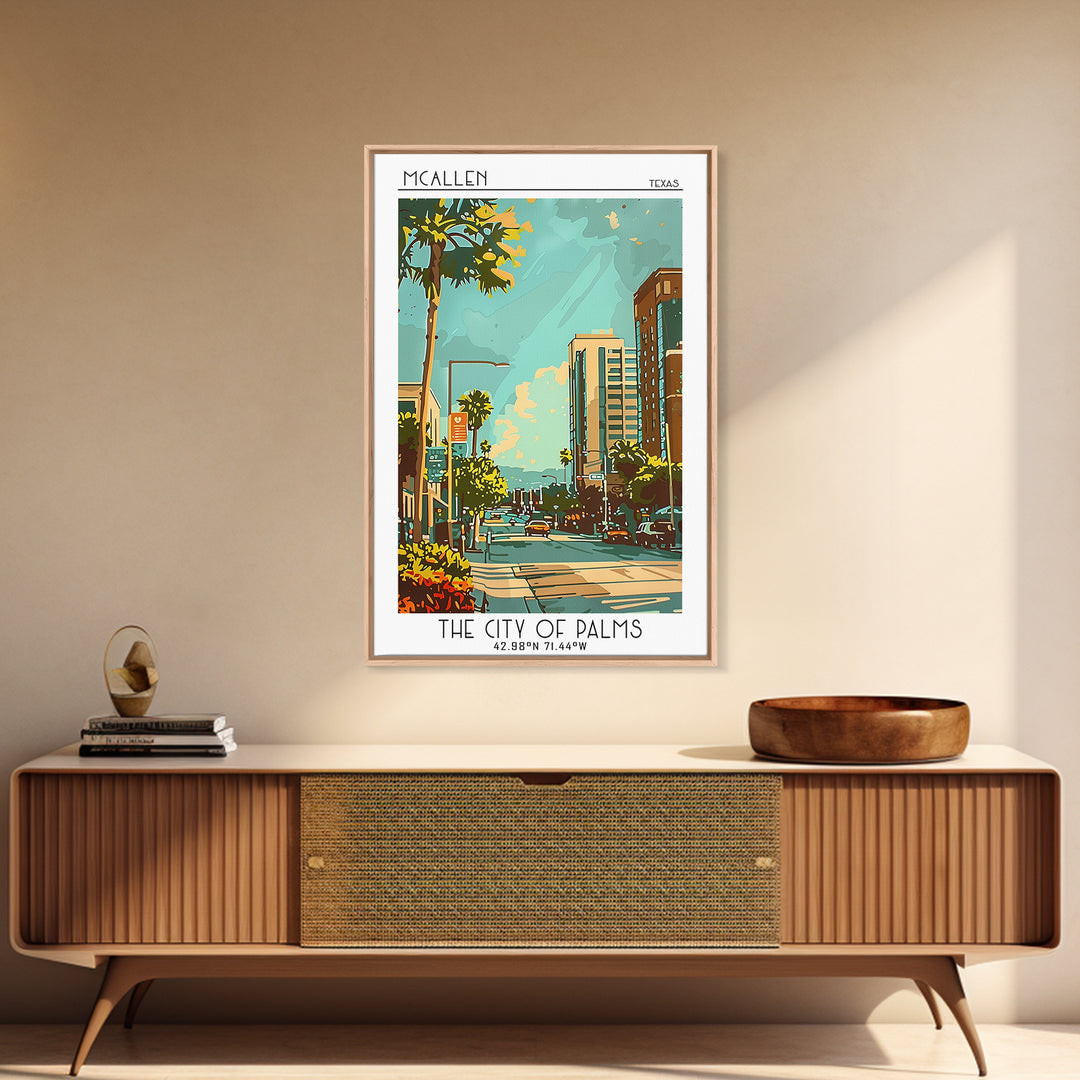 McAllen Texas Travel Poster, Framed Canvas Print, Poster Print, Travel Wall Art, Vintage Posters, Retro Wall Art, Vintage Travel Art