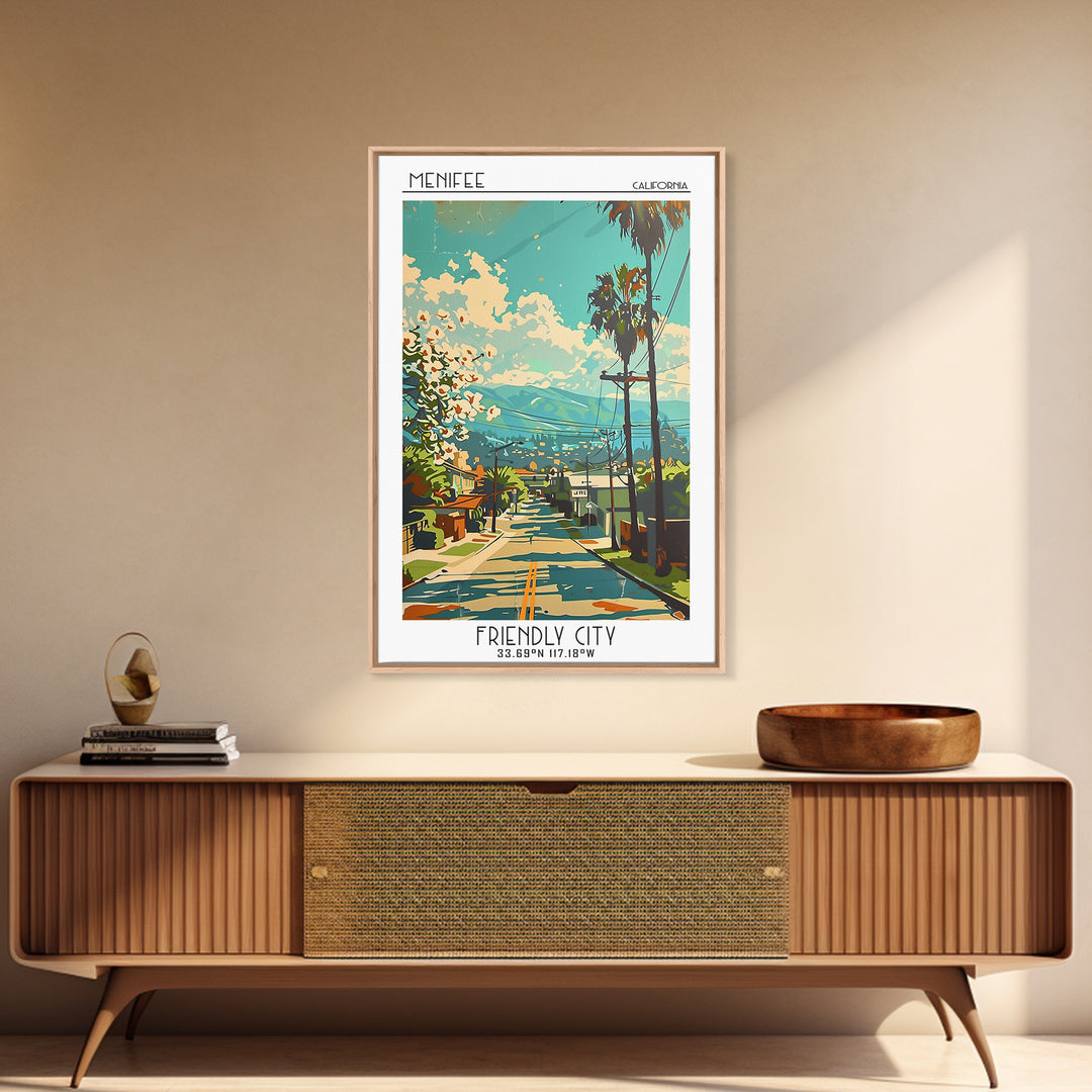 Menifee Travel Poster, Canvas Print, Travel Prints, Landscape Art, Travel Print, Retro Travel Poster, Poster Print, Gallery Wall Set