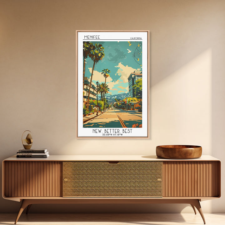 Menifee California Travel Poster, Canvas Print, City Travel Poster, Travel Wall Decor, Art Print, Poster Print, Mid Century Wall Art