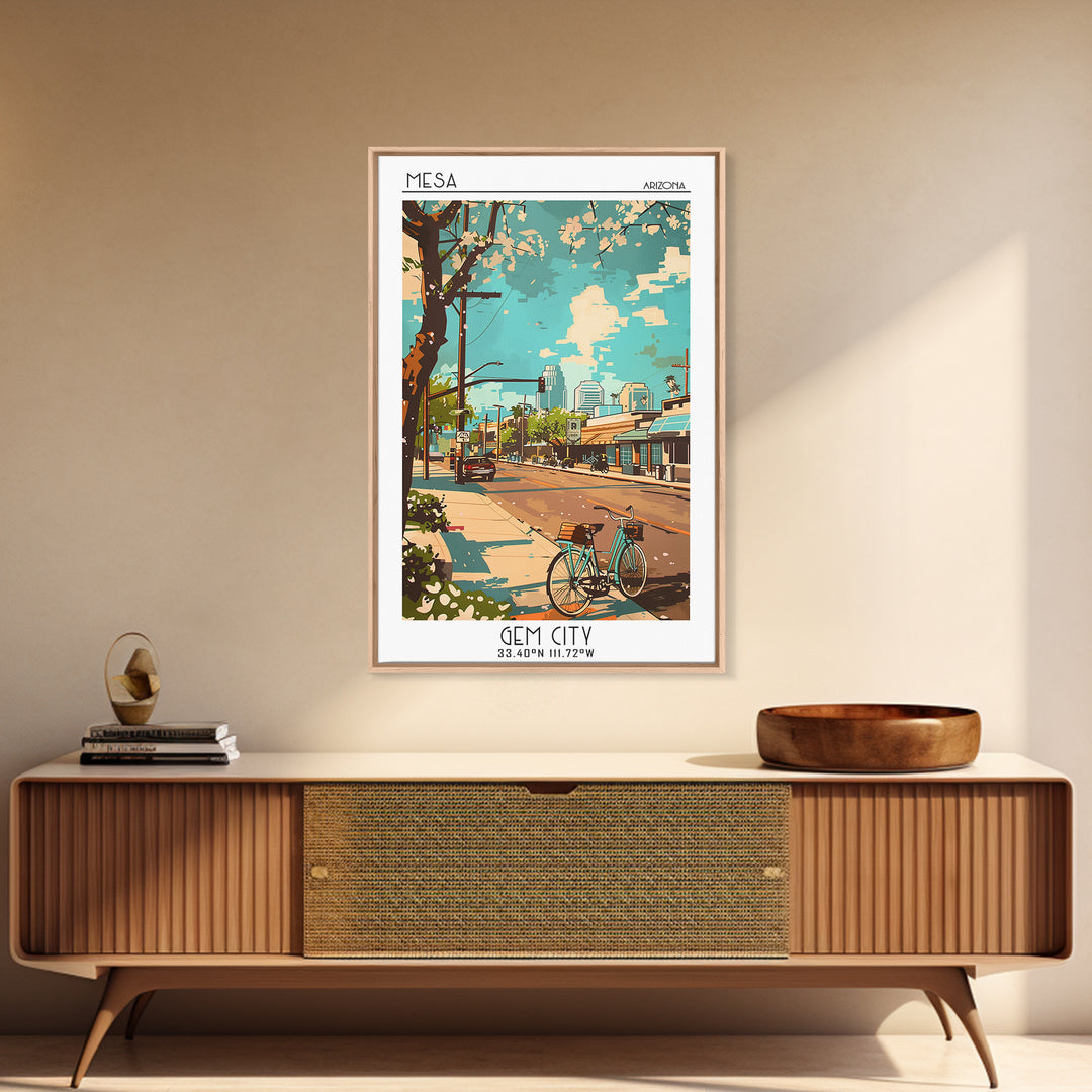 Mesa Travel Poster, Canvas Print, Retro Travel Poster, City Wall Art, Minimalist Poster, Wall Art, Modern Wall Decor, Retro Wall Art