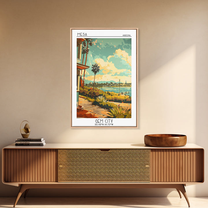 Mesa Arizona Travel Poster, Canvas Print, City Travel Poster, Travel Wall Decor, Watercolor Cityscape, City Wall Art, City Art Print