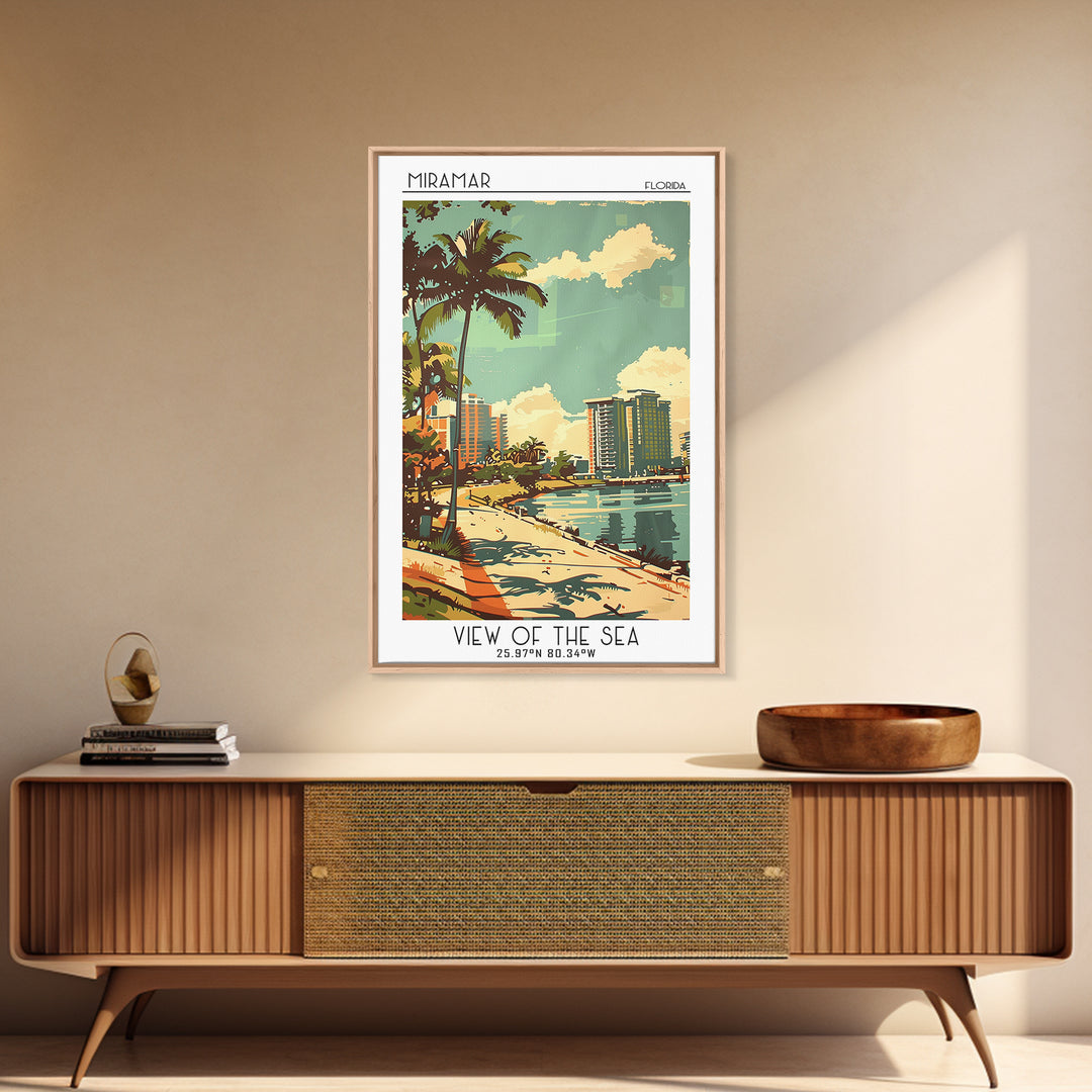 Miramar Travel Poster, Framed Canvas Print, City Travel Poster, Travel Wall Art, Travel Art Print, Vintage Travel Art, Travel Prints