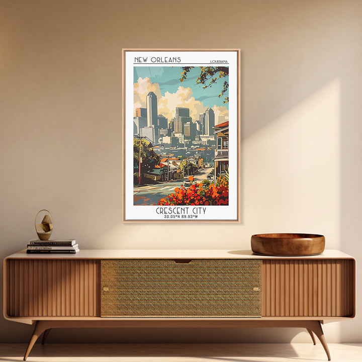 New Orleans Louisiana Travel Poster, Framed Canvas Print, Poster Print, Travel Wall Art, Travel Wall Decor, Home Decor, Travel Decor