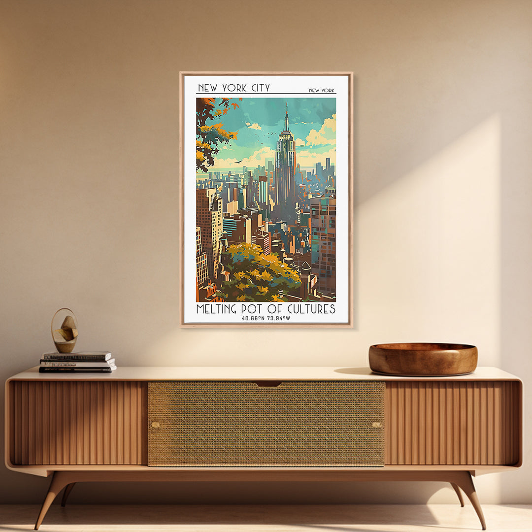 New York New York Travel Poster, Framed Canvas Print, Travel Prints, Landscape Art, Vintage Posters, Travel Posters, Wanderlust Gift