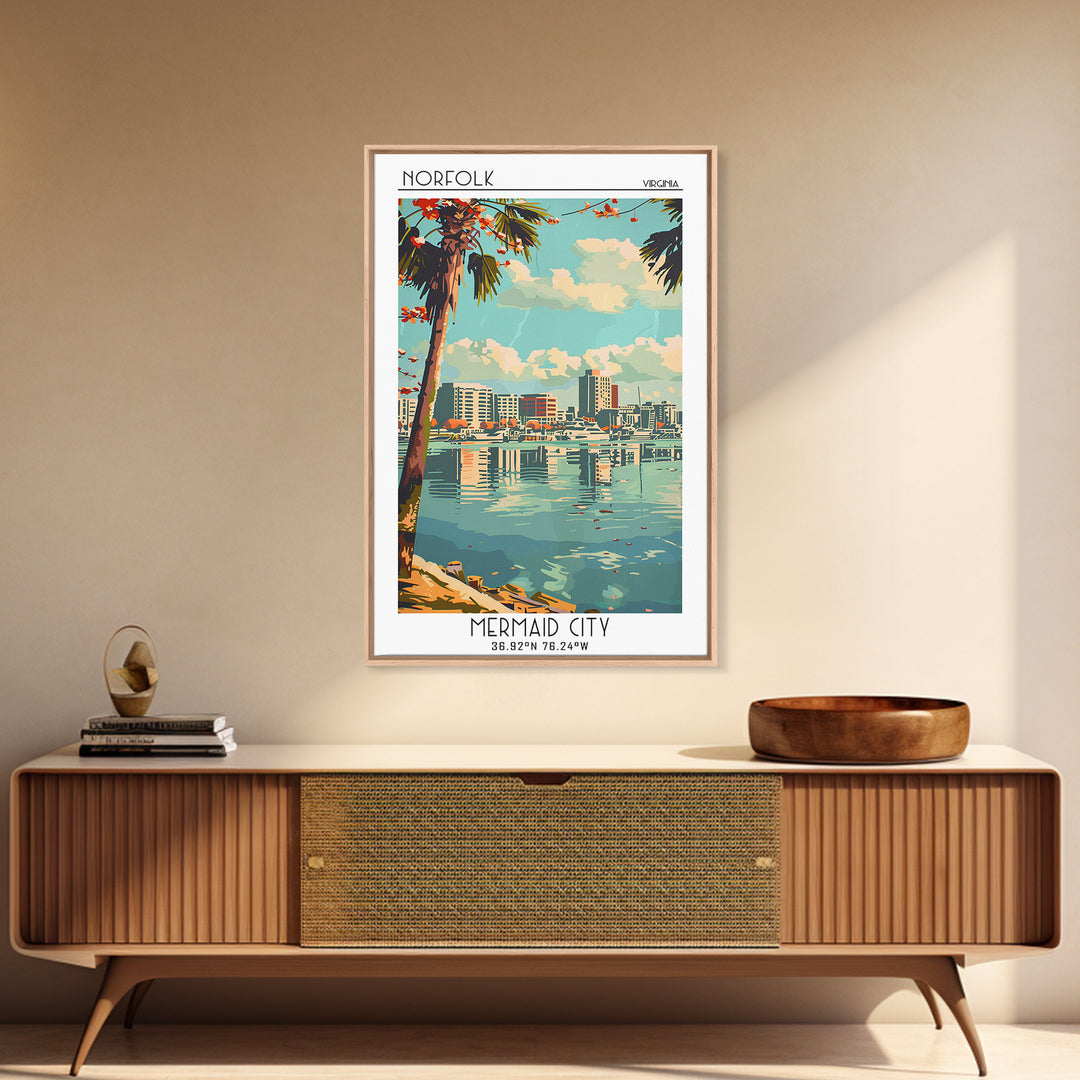 Norfolk Virginia Travel Poster, Canvas Print, City Travel Poster, Travel Wall Art, Home Decor, Wall Art, Travel Prints, Travel Print