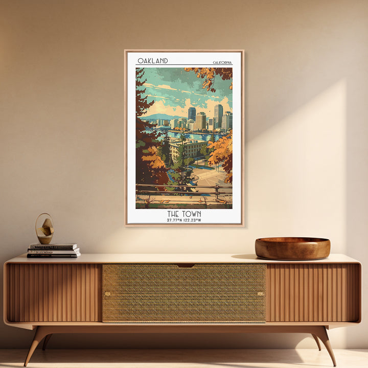 Oakland Travel Poster, Framed Canvas Print, Retro Wall Art, Travel Print, Wall Art, Fine Art Print, Retro Travel Print, Travel Decor