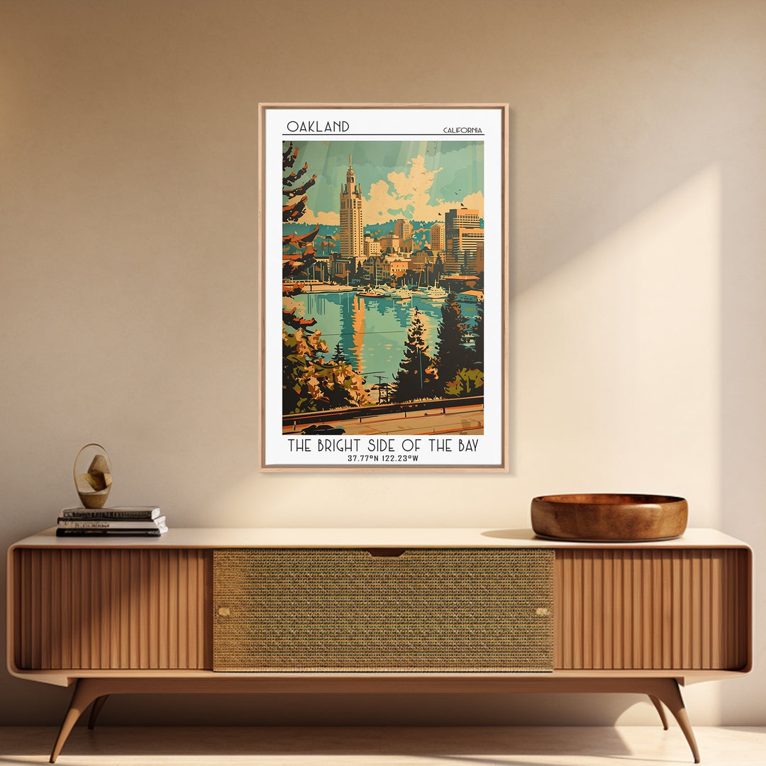 Oakland California Travel Poster, Canvas Print, Travel Art Print, Modern Wall Decor, Retro Wall Art, Mid Century Wall Art, Art Print