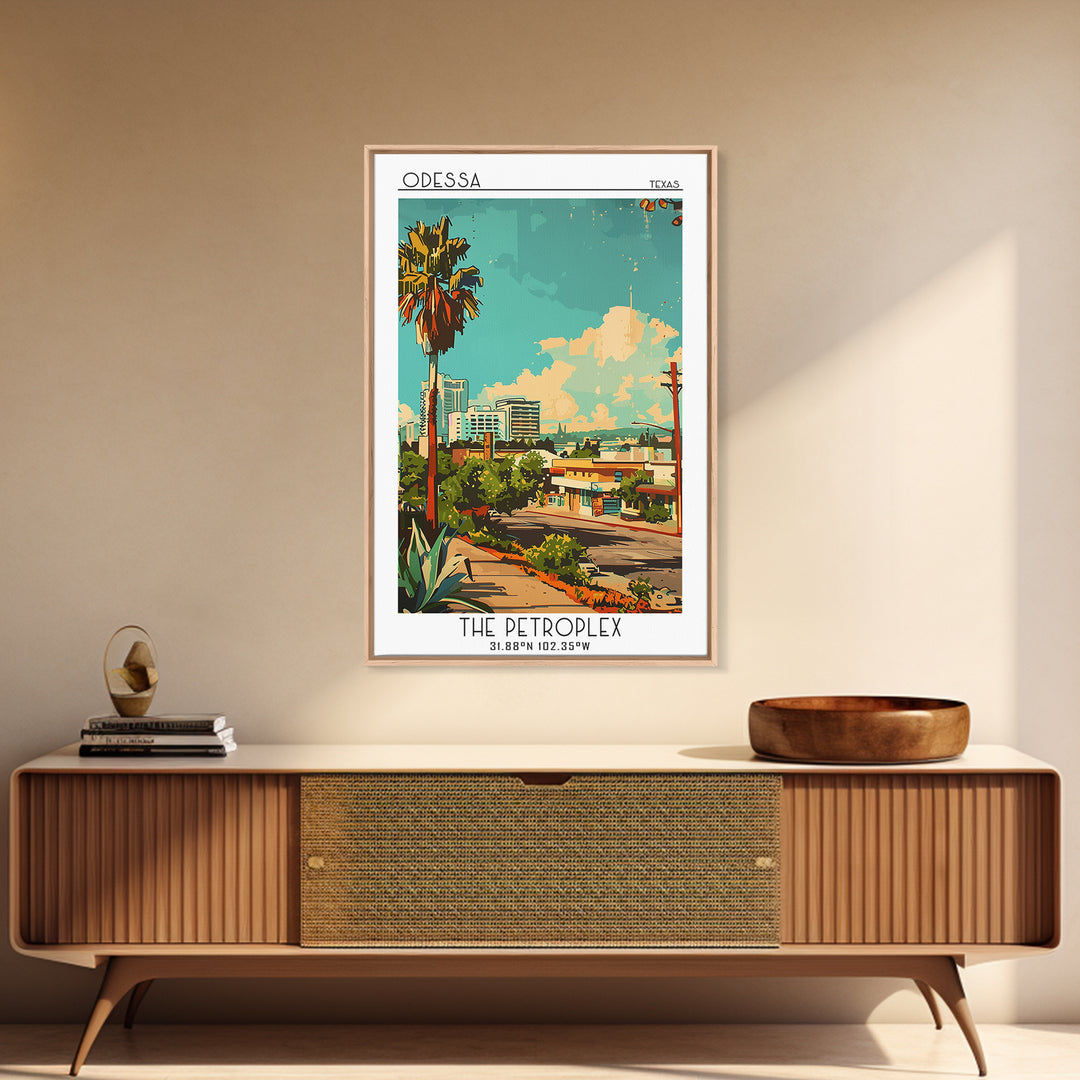 Odessa Travel Poster, Framed Canvas Print, City Travel Poster, Travel Wall Art, Wall Art, Mid Century Wall Art, Living Room Wall Art
