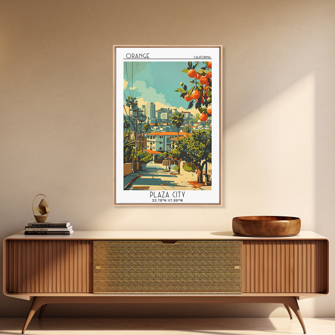 Orange Travel Poster, Canvas Print, Travel Wall Art, City Wall Art, Poster Print, Gallery Wall Set, Travel Art Print, Vintage Travel
