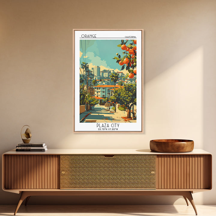 Orange Travel Poster, Canvas Print, Travel Wall Art, City Wall Art, Poster Print, Gallery Wall Set, Travel Art Print, Vintage Travel