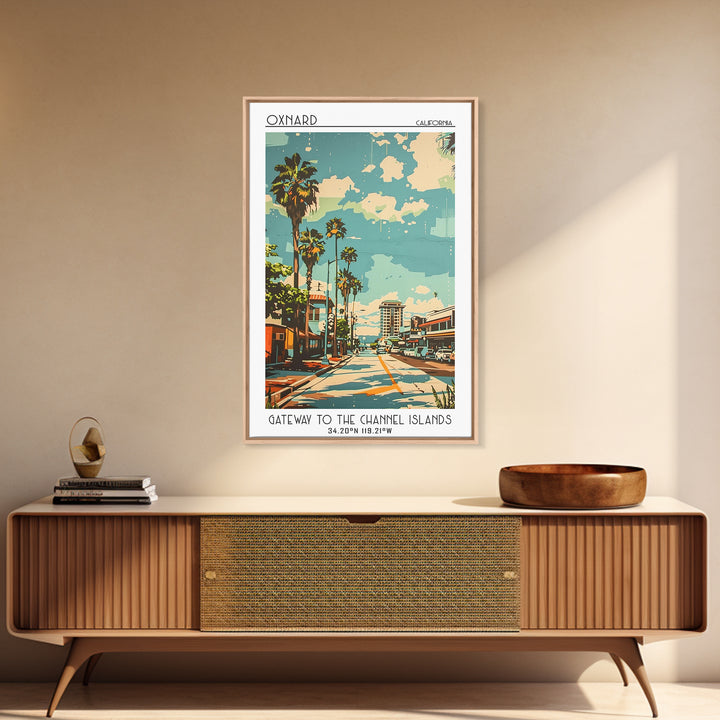 Oxnard Travel Poster, Framed Canvas Print, City Travel Poster, Vintage City Poster, Vintage Posters, City Illustration, Poster Print