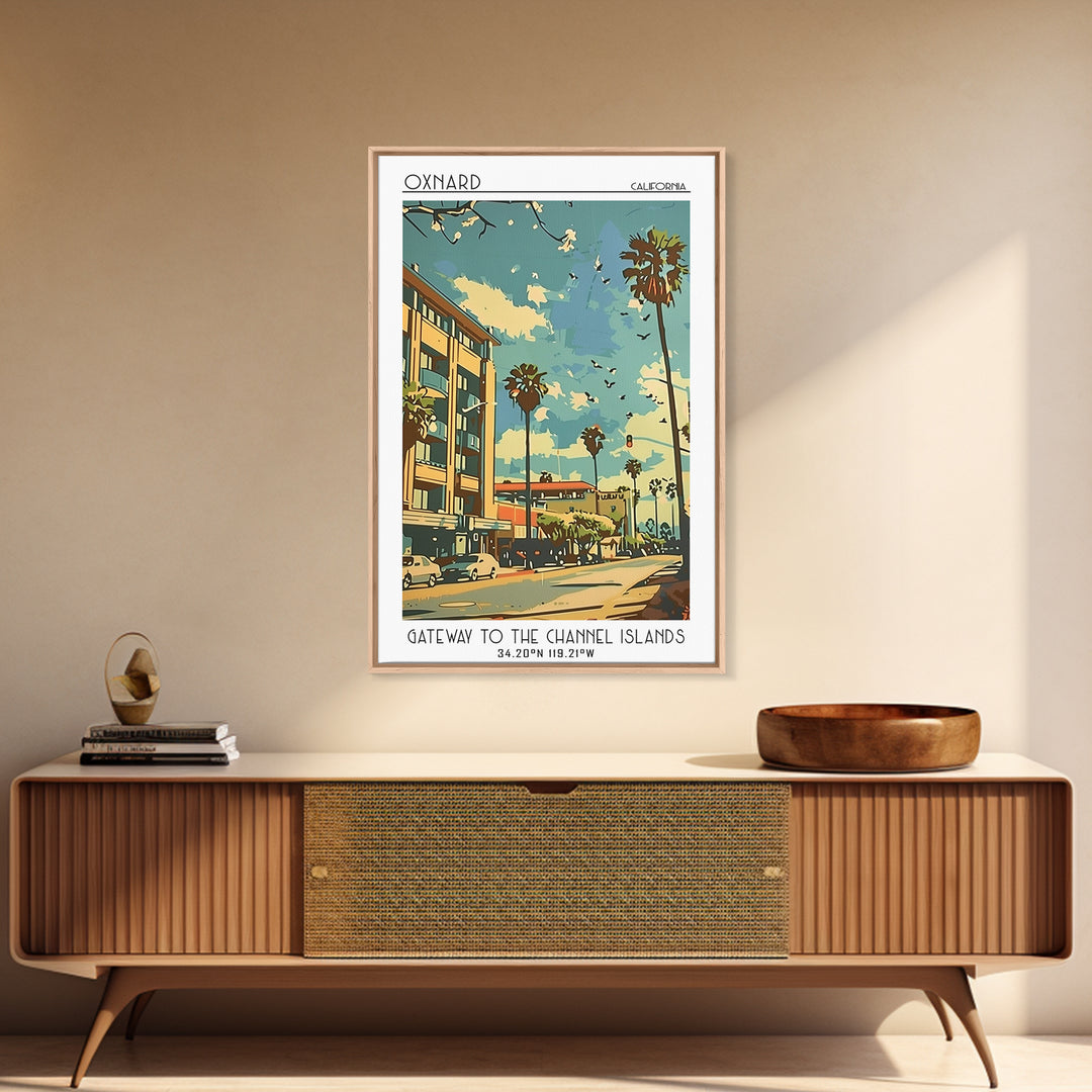 Oxnard California Travel Poster, Framed Canvas Print, Vintage Travel Print, City Wall Art, Art Print, Fine Art Print, Vintage Travel