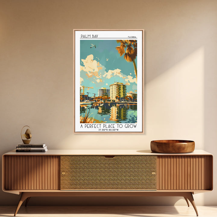 Palm Bay Florida Travel Poster, Canvas Print, Retro Wall Art, Travel Print, Vintage City Poster, Vintage Travel Print, City Wall Art